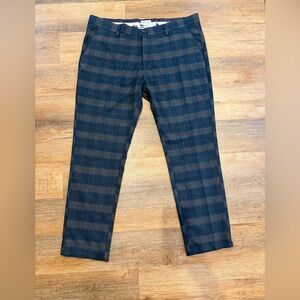 Dulce Roma Mens 38x32 Plaid Dress Pants Navy Gray Brown Stretch Chinos 38 x 32